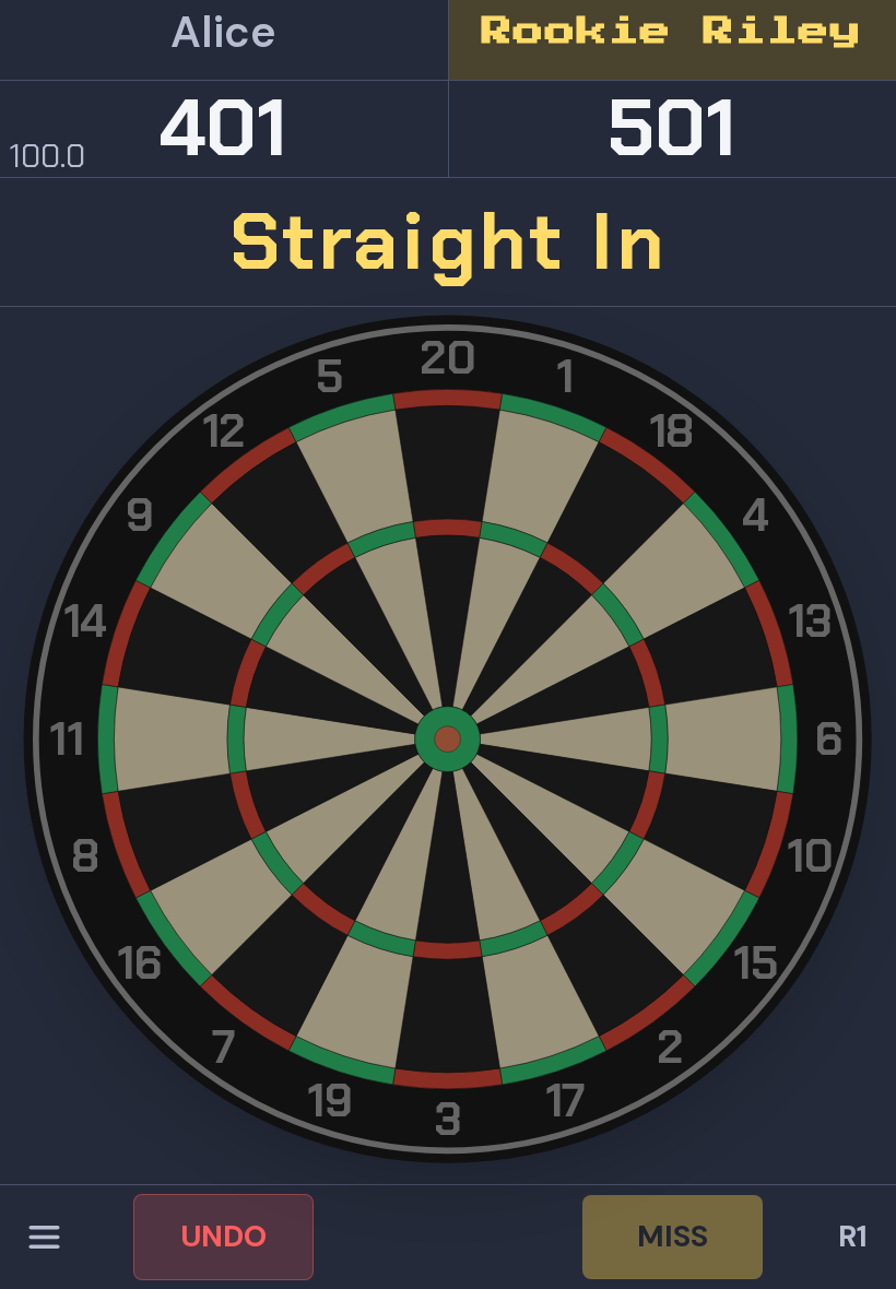 Practising against a bot on the dartboard